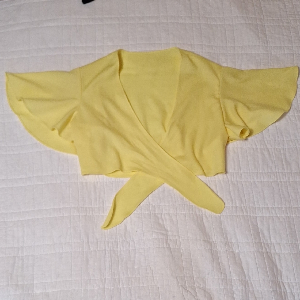 Elegant Yellow Wrap Top XS